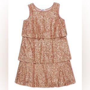Girls Speechless Tiered Rose Gold Sequin Dress. Size 12.
